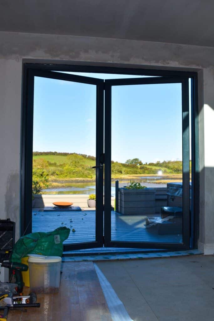 2 Pane aluminium bifold doors designed and installed on the Ards Peninsula by Budget Designer HomeWorks