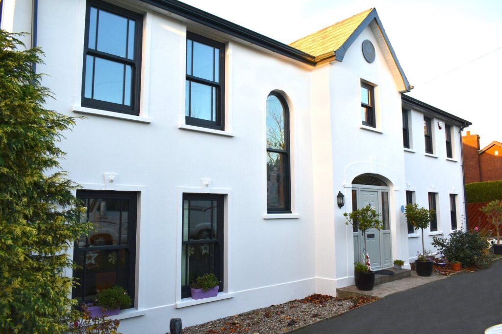 Anthracite grey sliding sash windows by Budget Designer HomeWorks