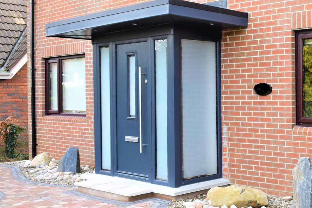 Modern Flat Roof Porch With Composite Door